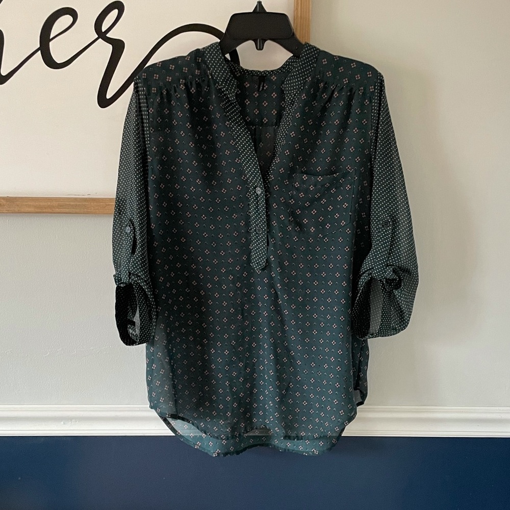 Maurices Sheer Tunic Blouse 3/4 Sleeves La…